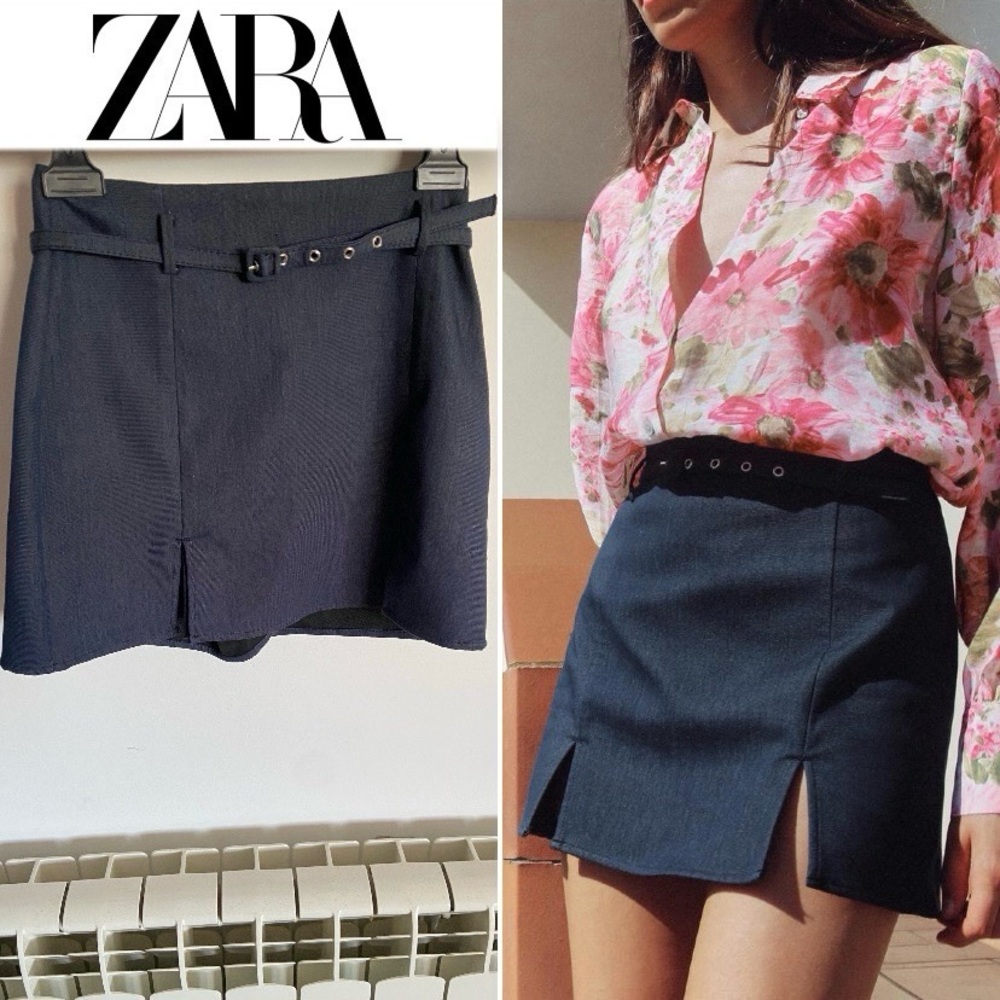 JUPE-SHORT AVEC FENTES ET CEINTURE